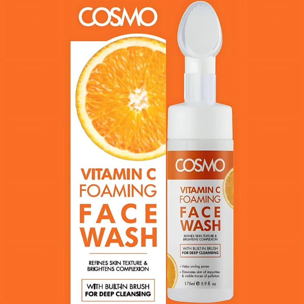 Cosmo Vitamin C Foaming Face Wash 175ml | Brightening Deep Clean Brush Cleanser - Image 3