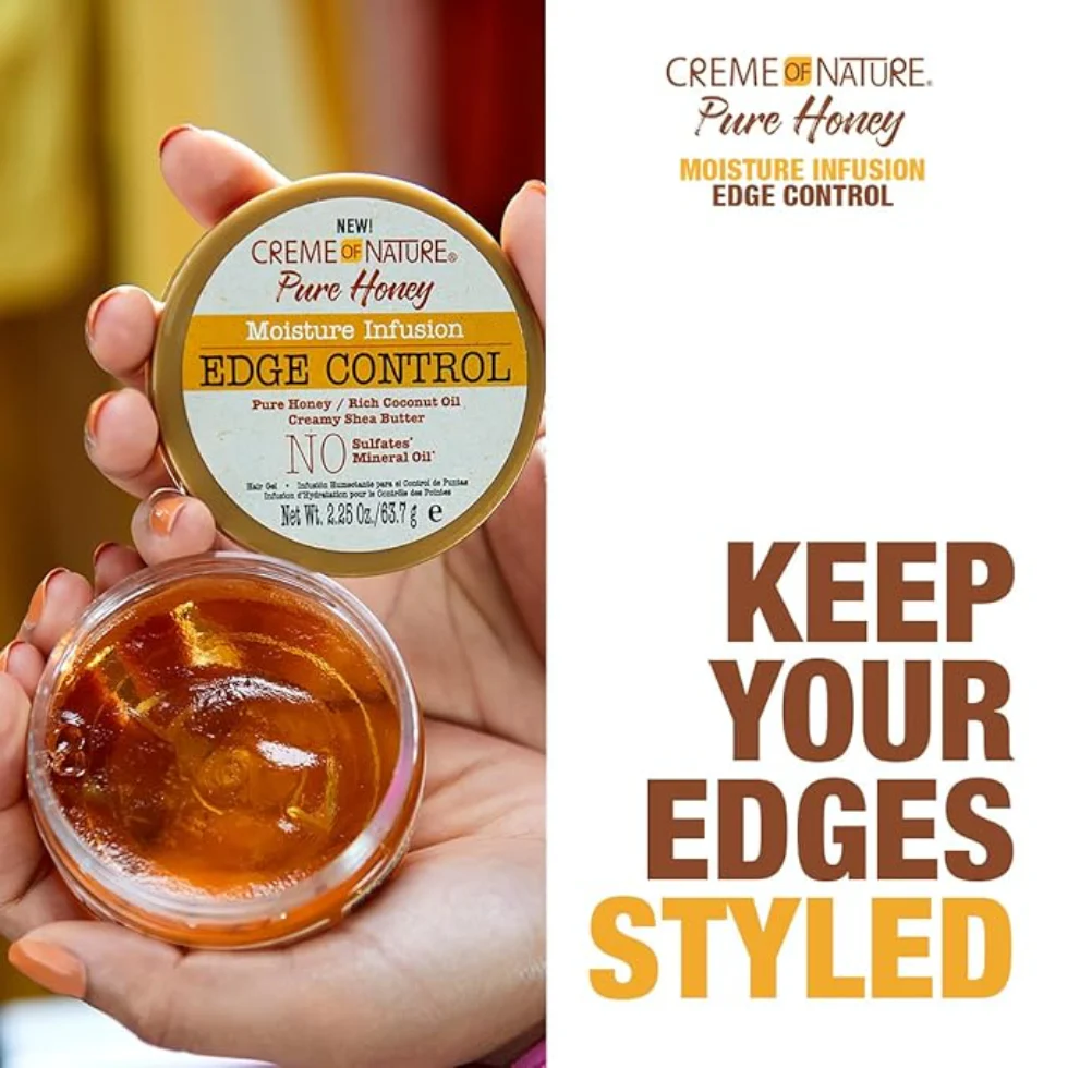 Creme Of Nature Pure Honey Edge Control 2.25oz | 24H Hold Sleek Edges - Image 3