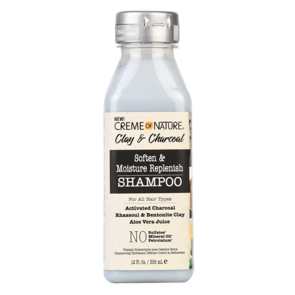Creme Of Nature Clay & Charcoal Shampoo 12oz | Moisture Replenish & Soften Hair