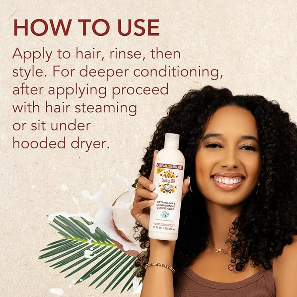 Creme Of Nature Coconut Milk Conditioner 12oz | Detangle & Hydrate Hair - Image 2