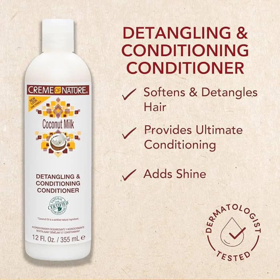 Creme Of Nature Coconut Milk Conditioner 12oz | Detangle & Hydrate Hair - Image 4