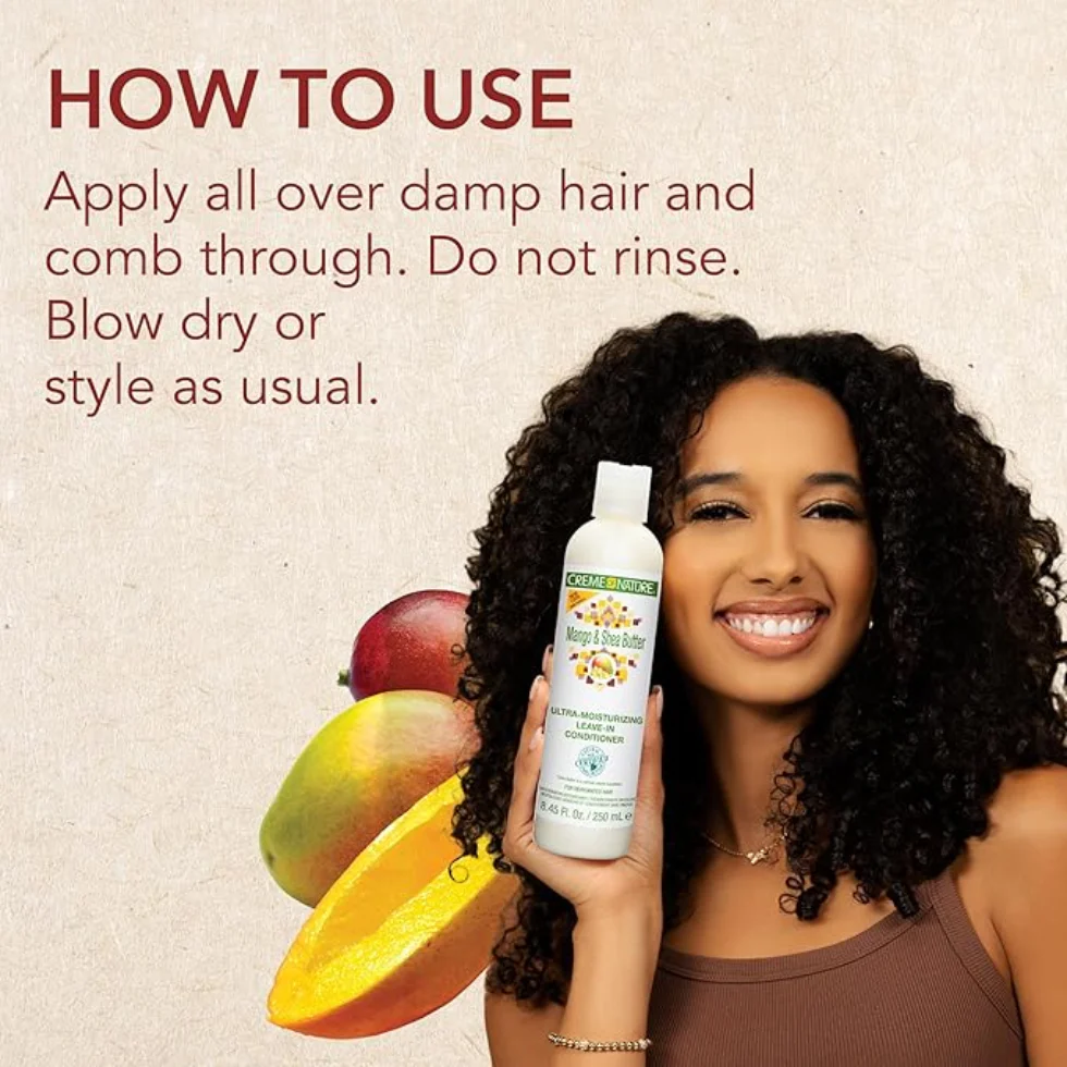 Creme of Nature Mango & Shea Leave-In Conditioner 250ml | Deep Moisture - Image 3