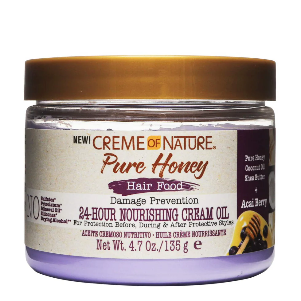 Creme Of Nature Pure Honey Cream Oil 135g | 24-Hour Damage Prevention Nourish