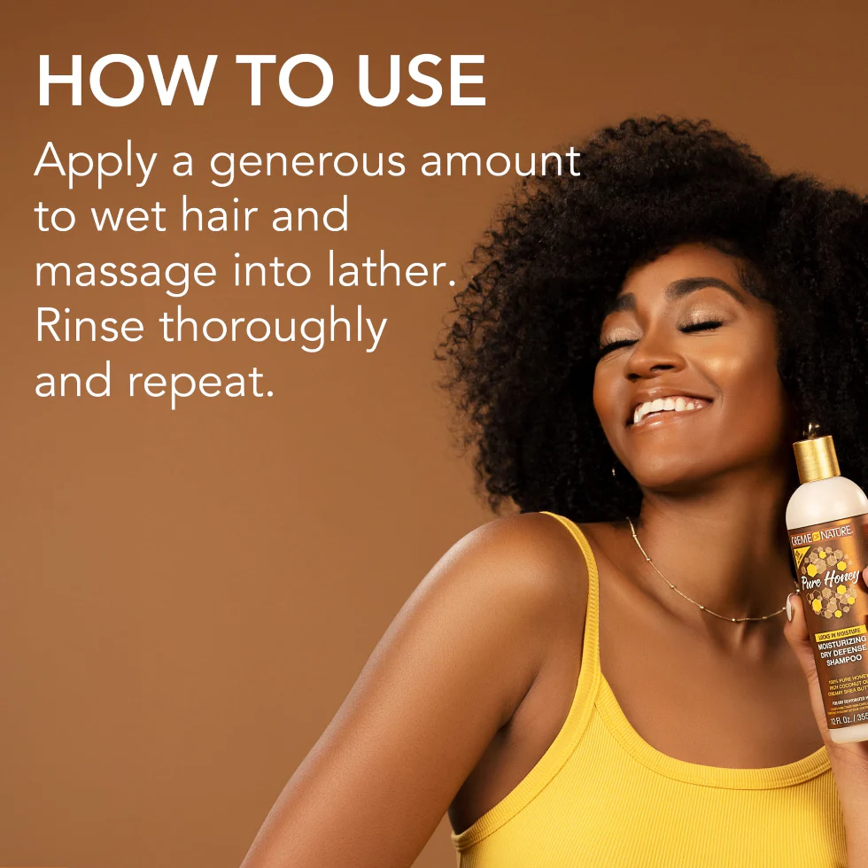 Creme Of Nature Pure Honey Shampoo 355ml | Moisturizing Dry Defense Shine - Image 2