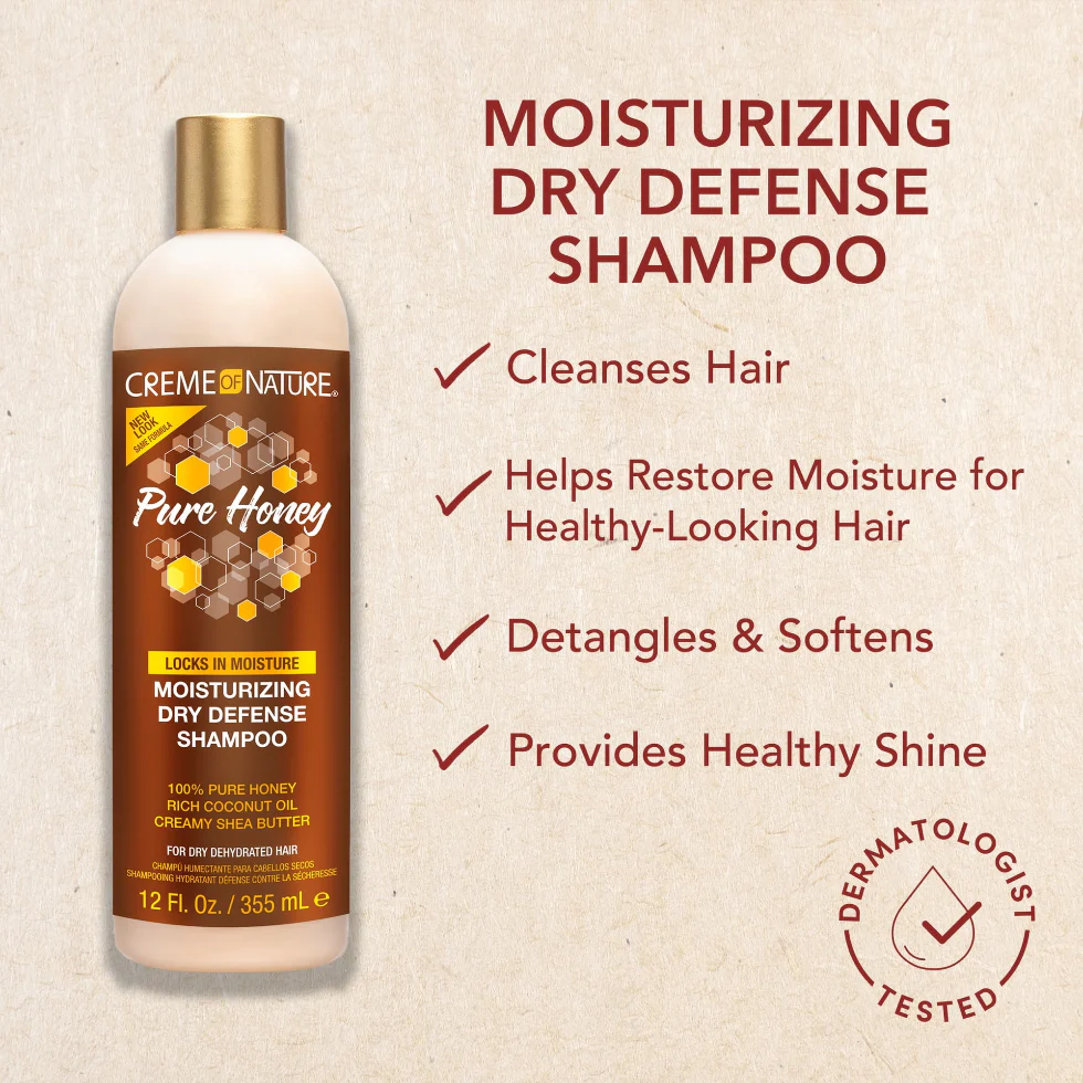 Creme Of Nature Pure Honey Shampoo 355ml | Moisturizing Dry Defense Shine - Image 4