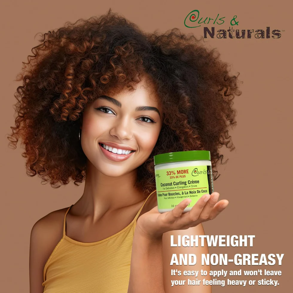 Curls & Naturals Coconut Curling Creme 16oz | Define, Hydrate & Shine - Image 2