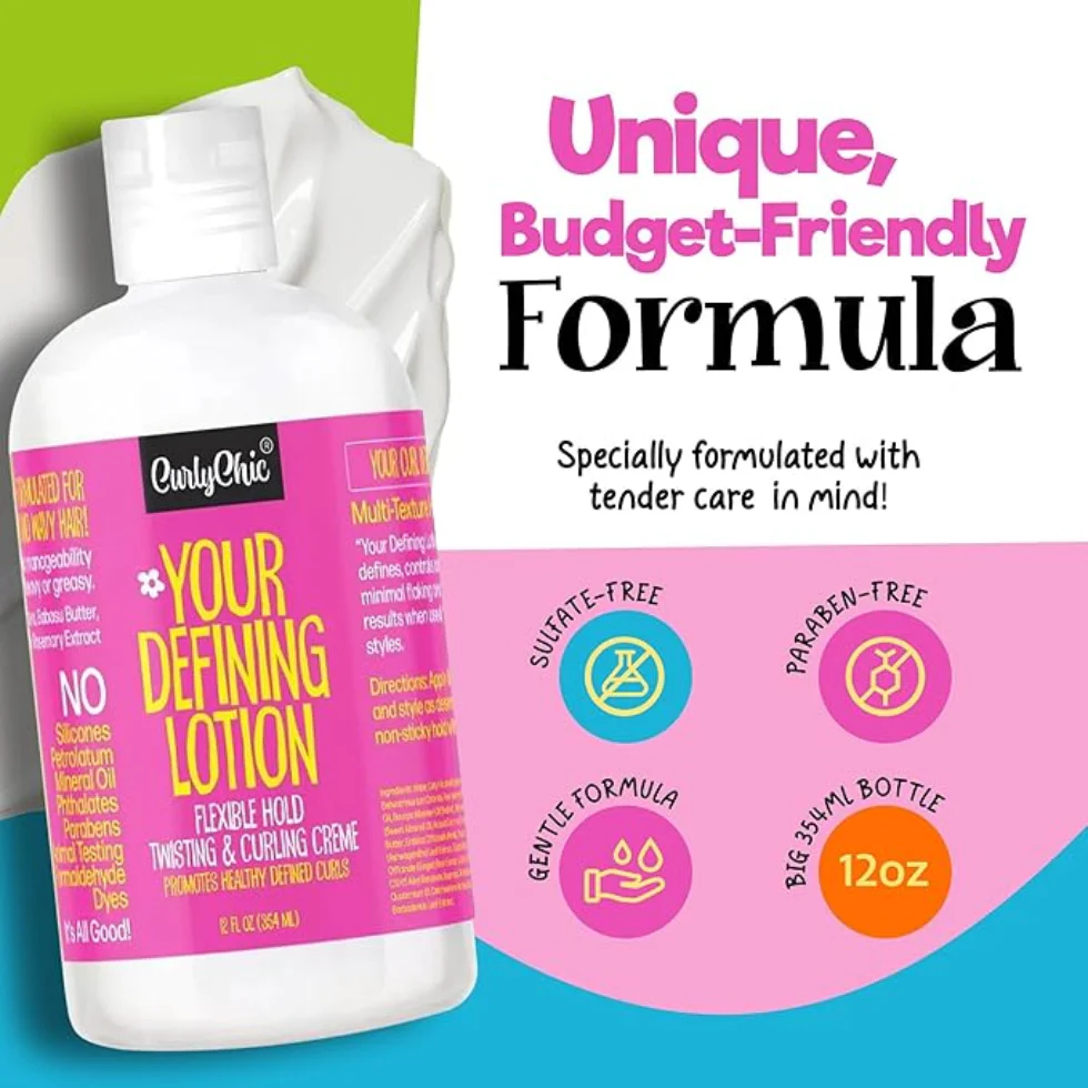 Curly Chic Defining Lotion 356ml | Curl Enhancer & Frizz Control Cream - Image 2