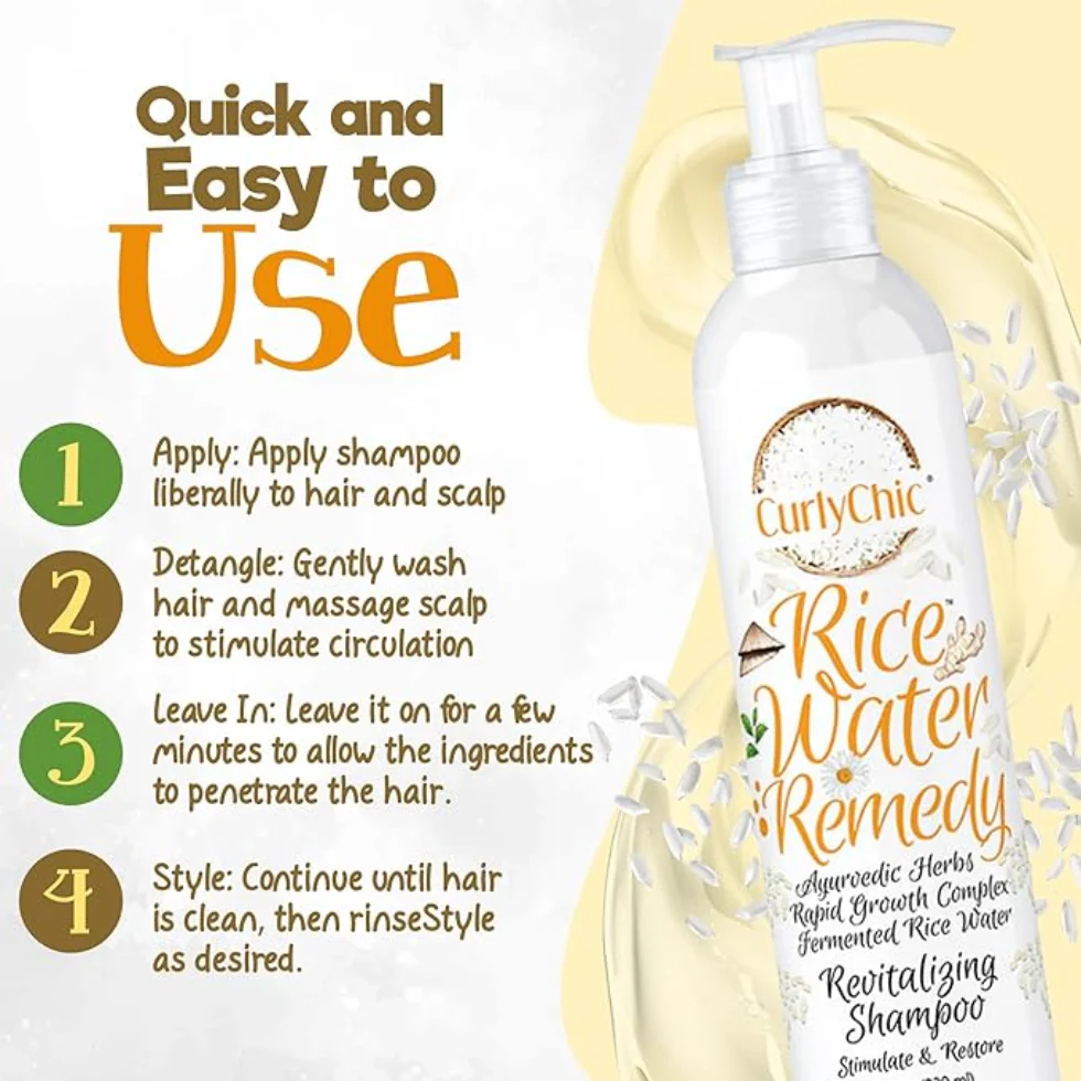 Curly Chic Rice Water Shampoo 239ml | Strengthen & Nourish Curly Hair Care - Image 3