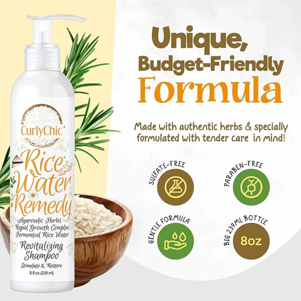 Curly Chic Rice Water Shampoo 239ml | Strengthen & Nourish Curly Hair Care - Image 4