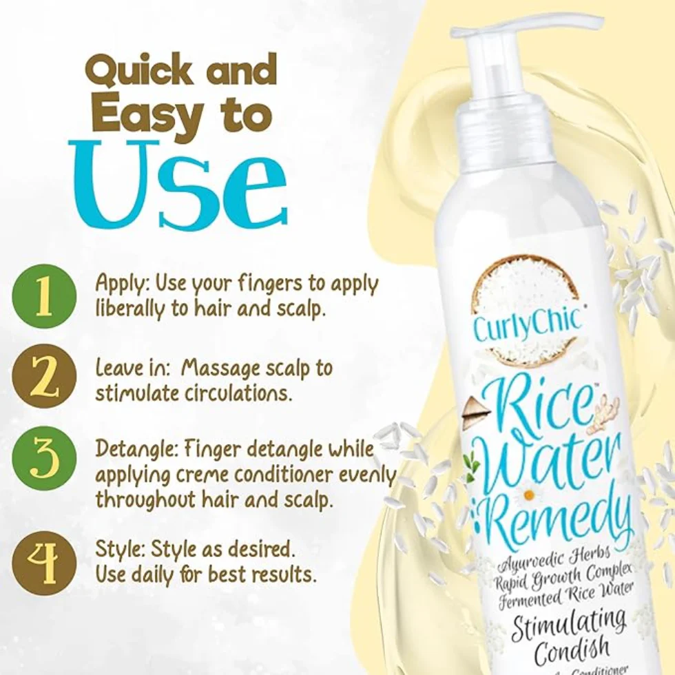 Curly Chic Rice Water Conditioner 239ml | Detangle & Strengthen Curly Hair - Image 3
