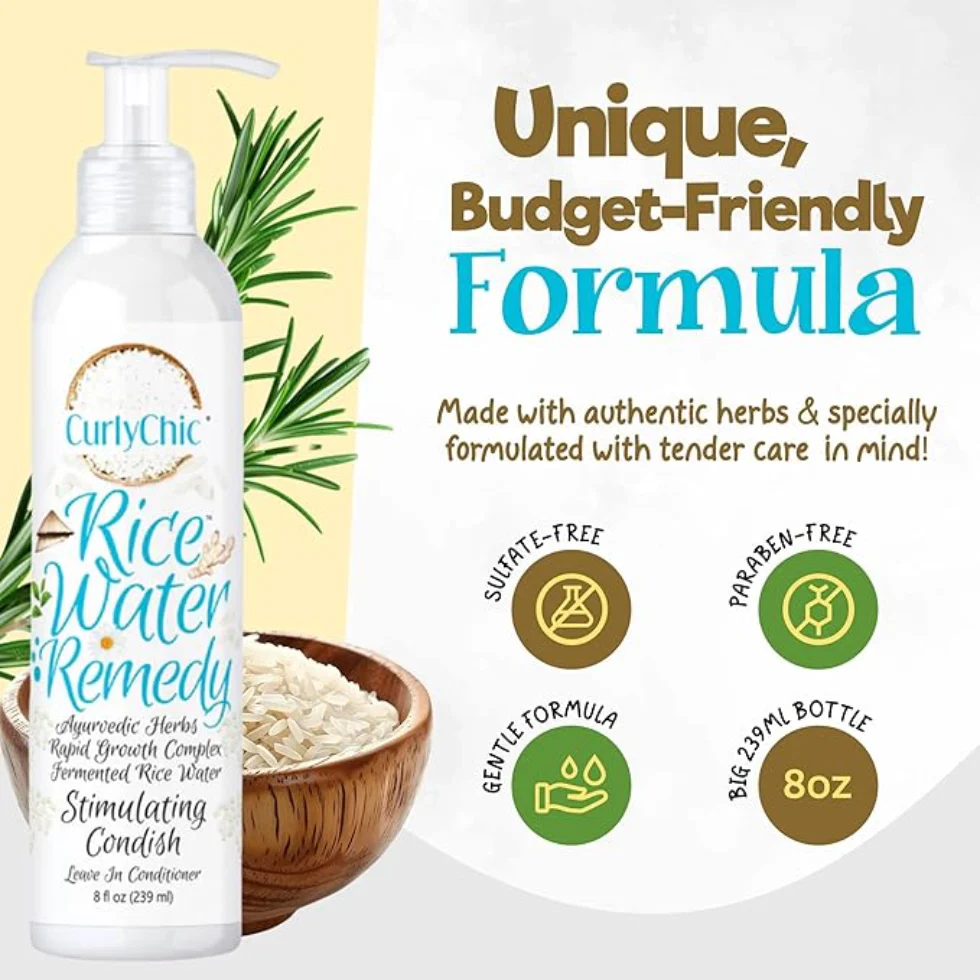 Curly Chic Rice Water Conditioner 239ml | Detangle & Strengthen Curly Hair - Image 4