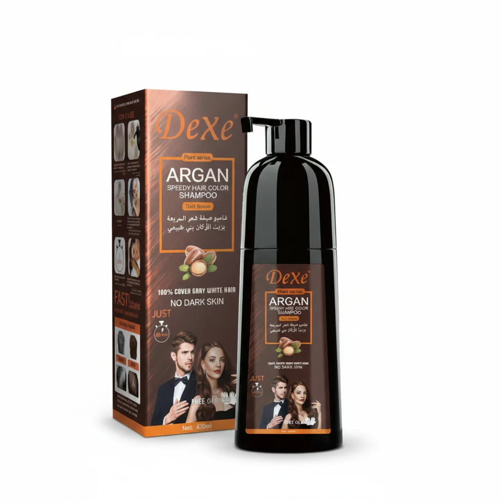 Dexe Argan Speedy Hair Color Shampoo Dark Brown 420ml | Gray Coverage
