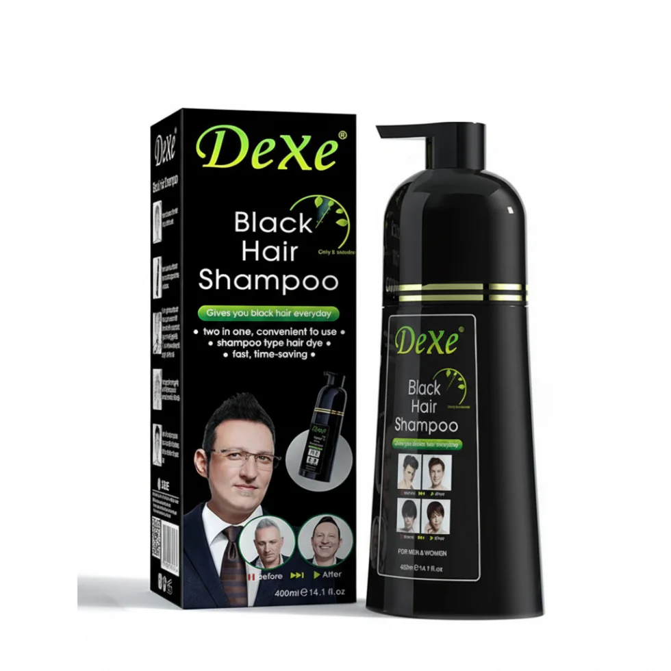 Dexe Black Hair Shampoo 400ml | Instant Gray Coverage & Natural Black Color