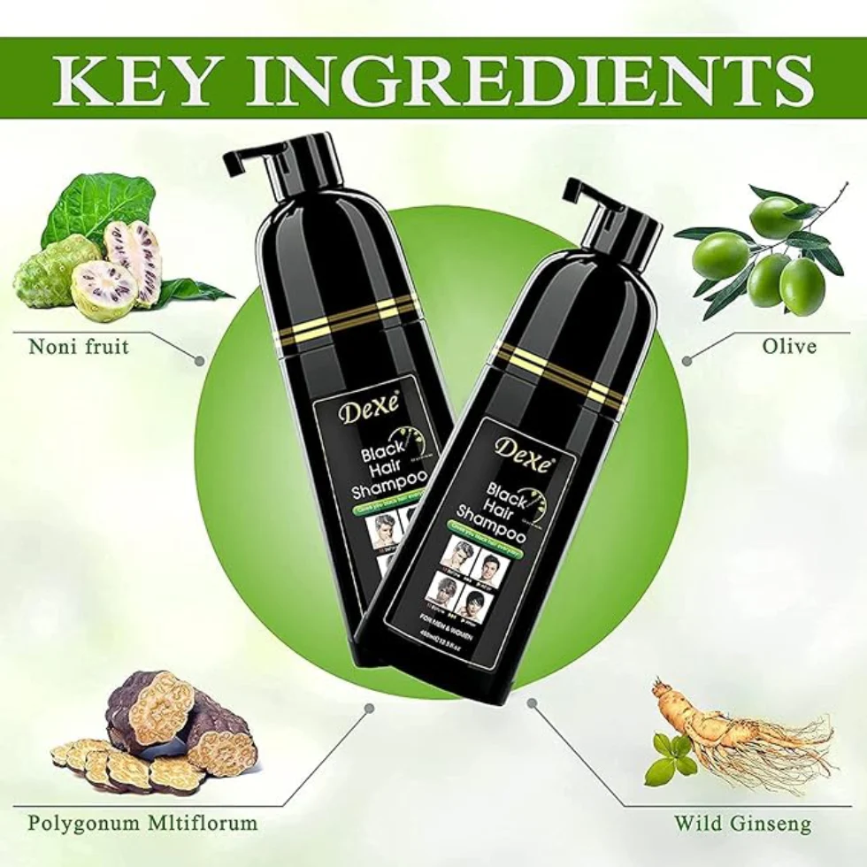 Dexe Black Hair Shampoo 400ml | Instant Gray Coverage & Natural Black Color - Image 6