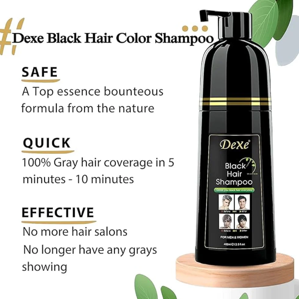 Dexe Black Hair Shampoo 400ml | Instant Gray Coverage & Natural Black Color - Image 7