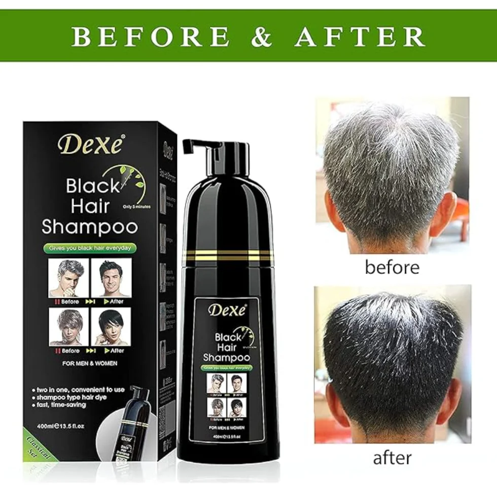 Dexe Black Hair Shampoo 400ml | Instant Gray Coverage & Natural Black Color - Image 8