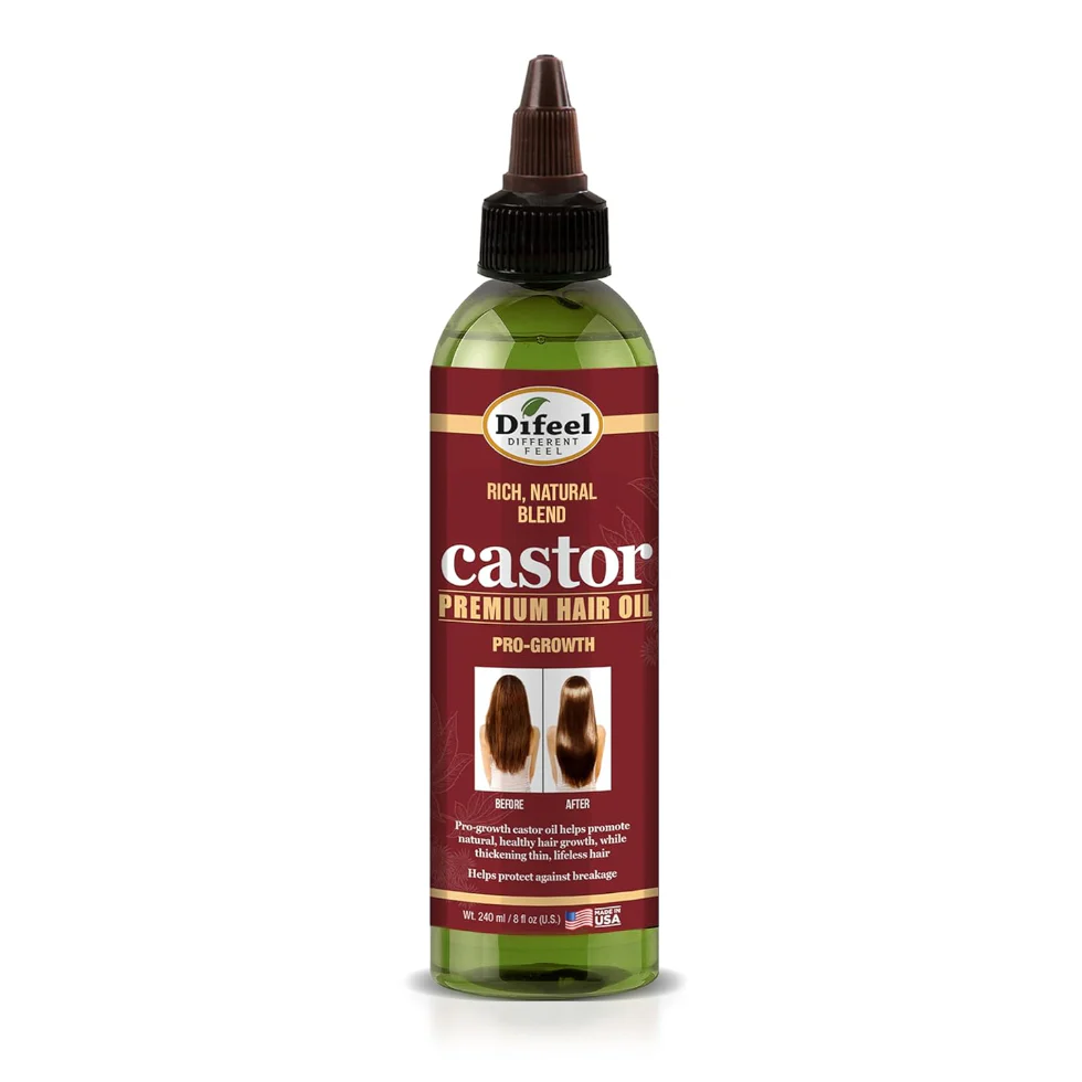 Difeel 99% Natural Castor Hair Oil 8oz | Pro-Growth Strength & Shine