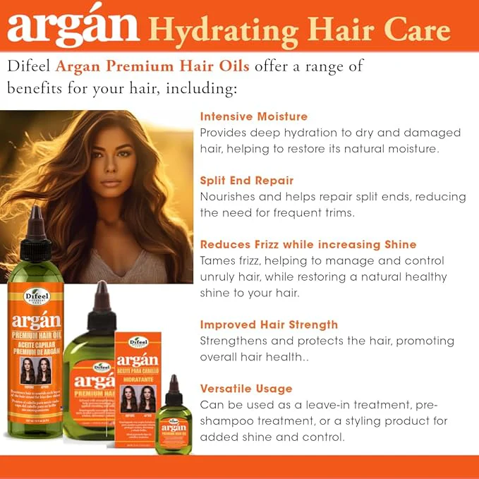 Difeel Argan Hydrating Premium Hair Oil 8oz | Repair & Shine Dry Hair Care - Image 5