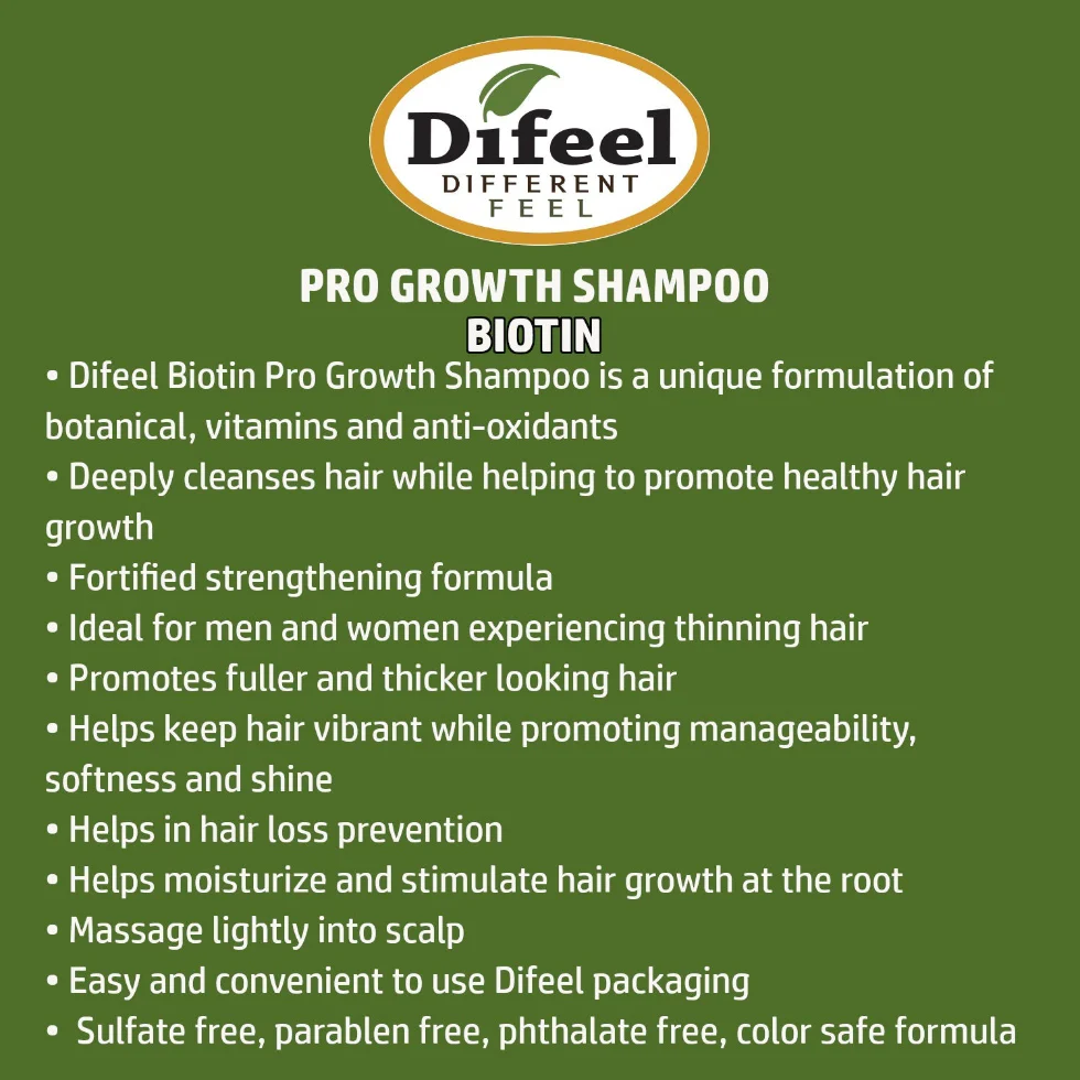 Difeel Biotin Pro-Growth Shampoo 12oz | Strengthen & Thicken Hair Care - Image 3