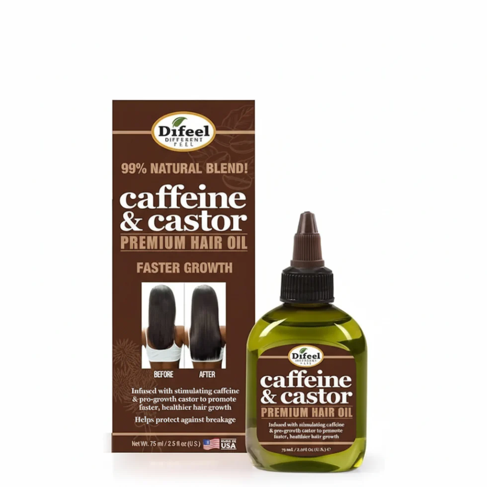 Difeel Caffeine & Castor Hair Oil 2.5oz | Boost Growth & Strengthen Hair