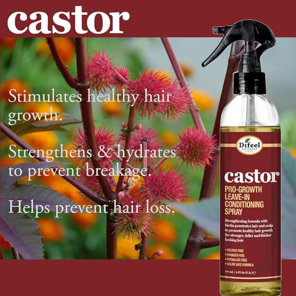 Difeel Castor Pro-Growth Leave-In Spray 6oz | Strengthen & Thicken Hair - Image 3