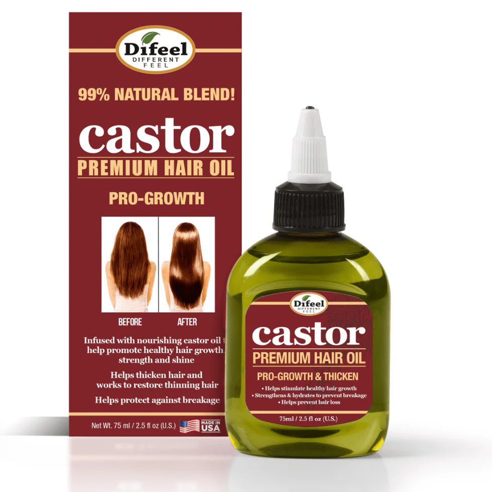 Difeel Castor Premium Hair Oil 2.5oz | Pro-Growth Strength & Shine Oil