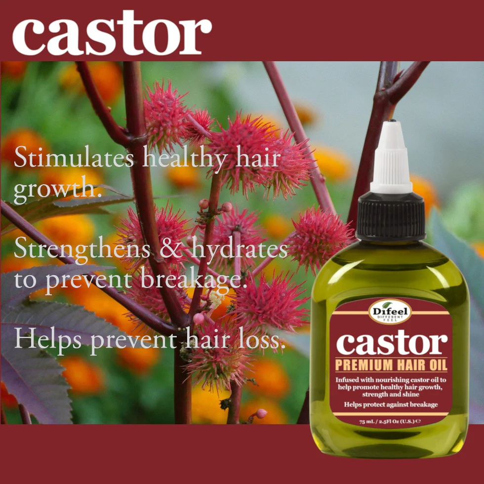 Difeel Castor Premium Hair Oil 2.5oz | Pro-Growth Strength & Shine Oil - Image 3
