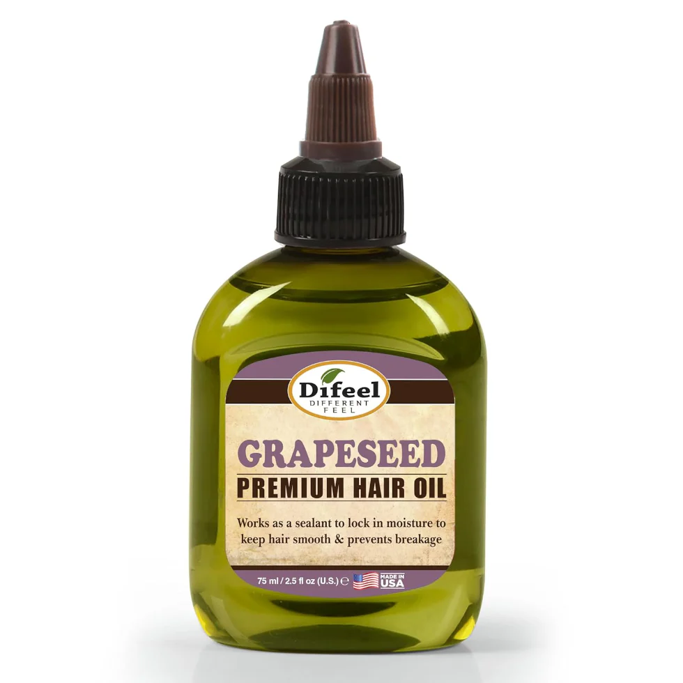 Difeel Grapeseed Hair Oil 2.5oz | Lightweight Moisture & Frizz Control Oil