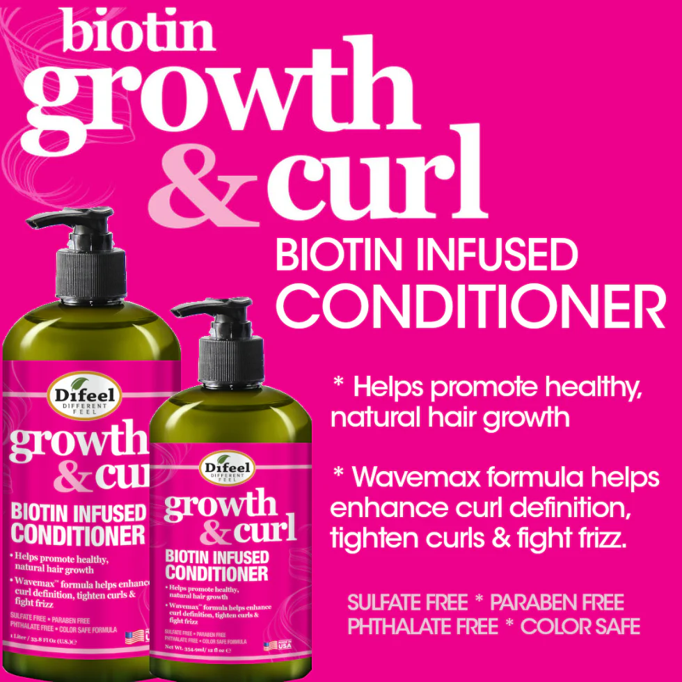 Difeel Growth & Curl Biotin Conditioner 354.9ml | Nourish & Define Curls - Image 2