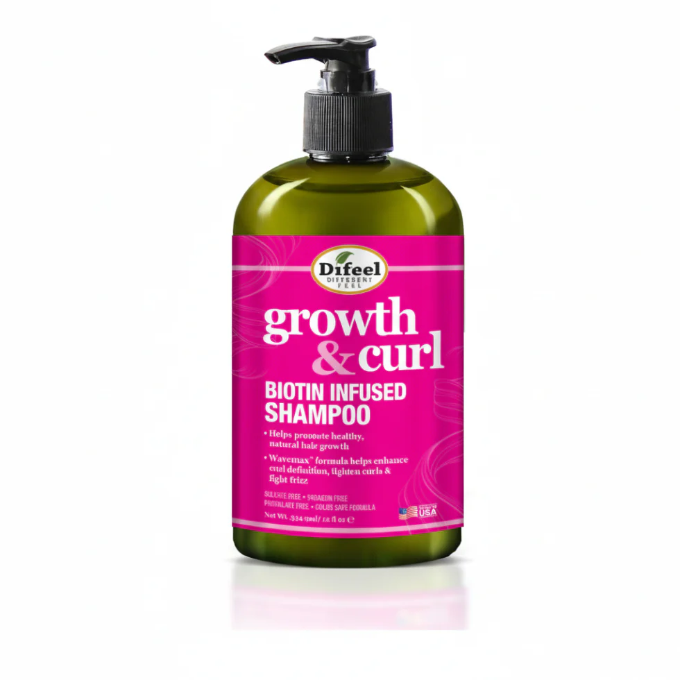 Difeel Growth & Curl Biotin Shampoo 354.9ml | Healthy Curls & Hair Growth