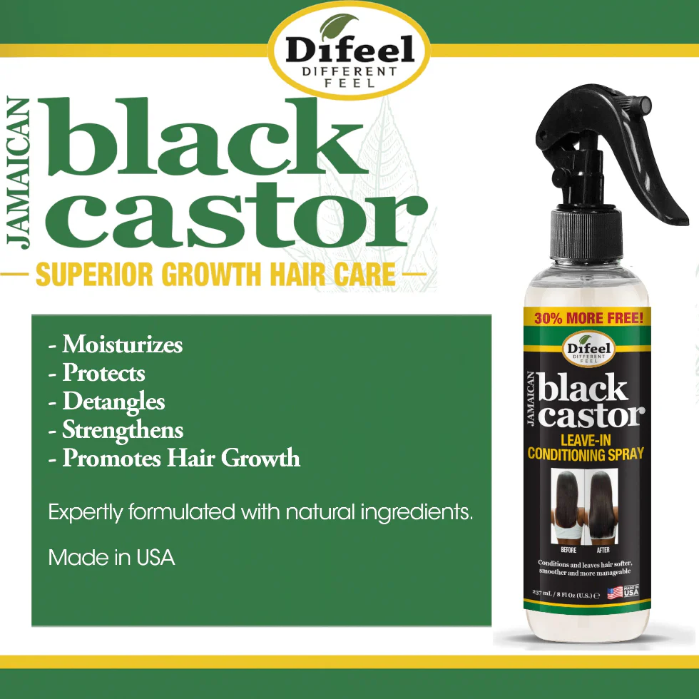 Difeel Jamaican Black Castor Leave-In Spray 177ml | Moisturize & Strengthen Hair - Image 2