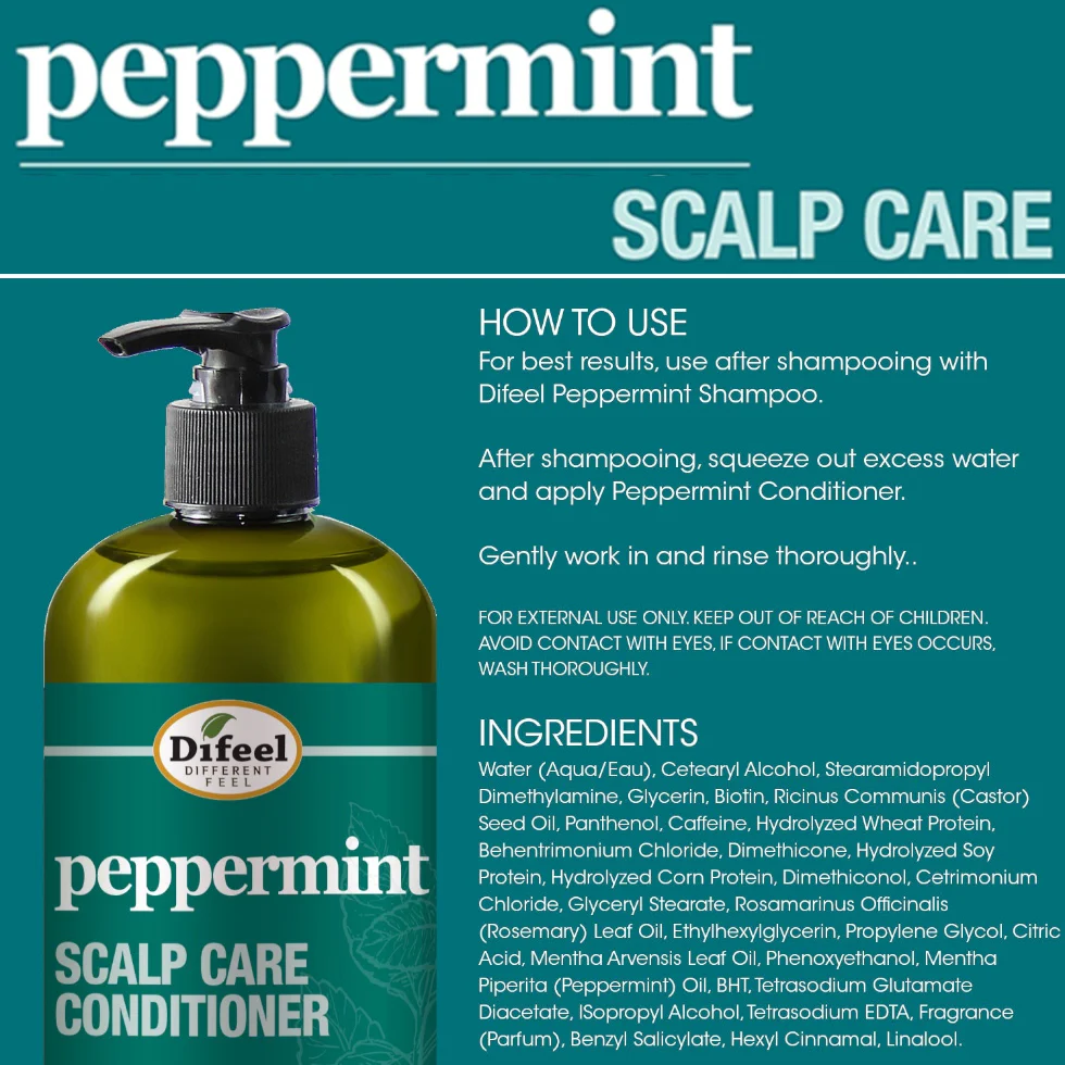Difeel Peppermint Scalp Care Conditioner 12oz | Cooling Hydration Care - Image 3