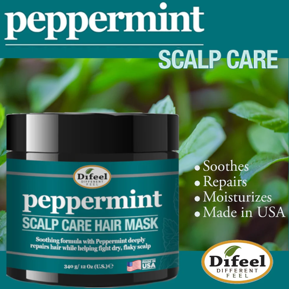 Difeel Peppermint Scalp Care Hair Mask 12oz | Strengthen & Luminous Shine - Image 2