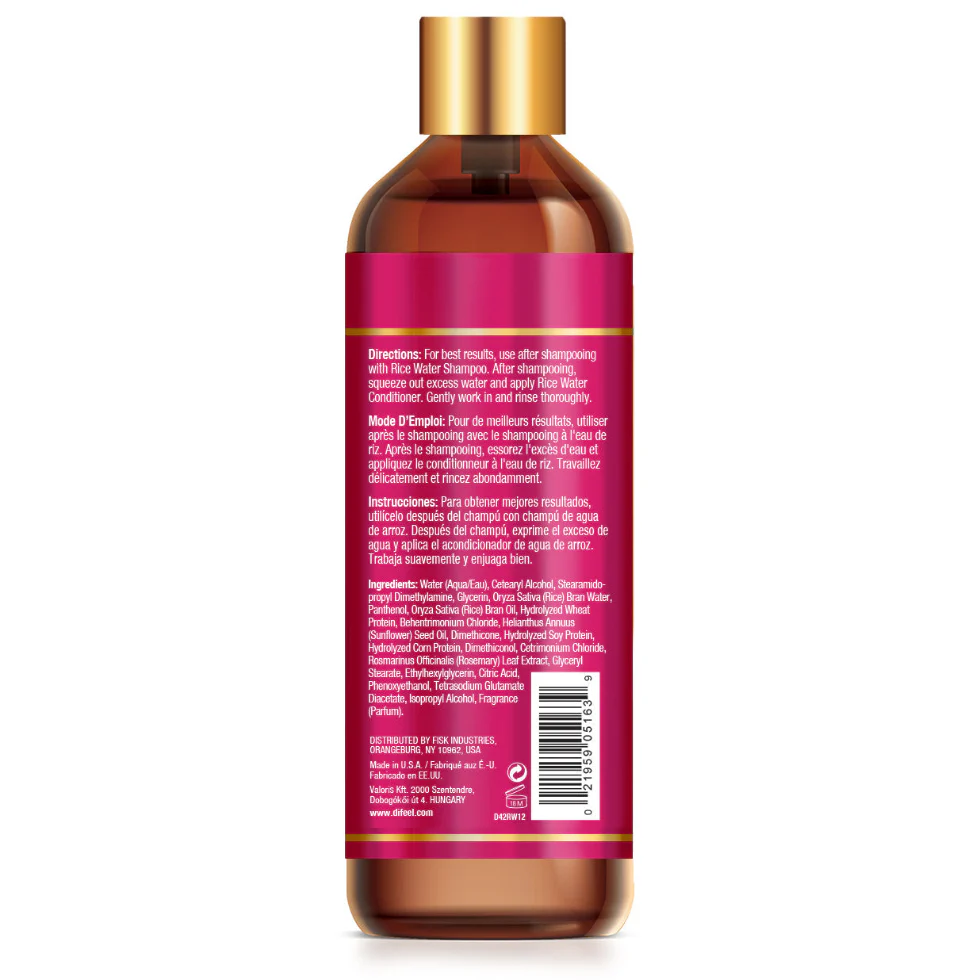 Difeel Rice Water Sulfate-Free Conditioner 12oz | Breakage & Shedding Care - Image 2