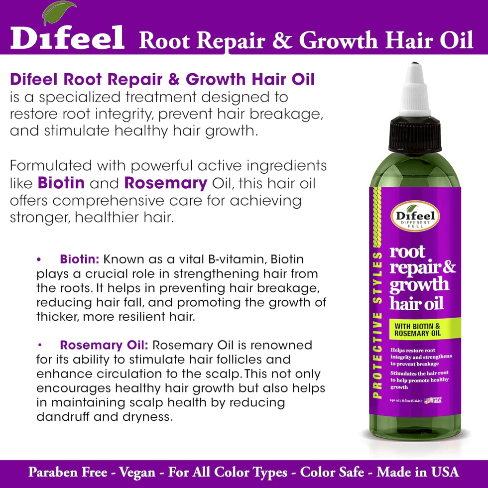 Difeel Root Repair & Growth Hair Oil 237ml | Strength & Growth Care - Image 3