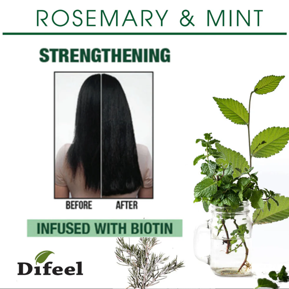 Difeel Rosemary & Mint Hair Oil with Biotin 210ml | Growth & Strength Boost - Image 2