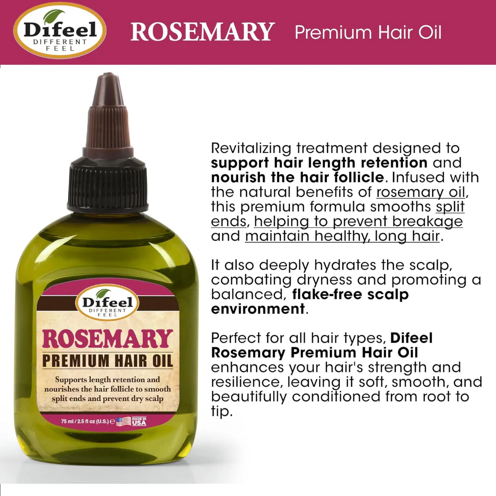Difeel Rosemary Premium Hair Oil 7.1oz | Nourish Follicles & Strengthen Hair - Image 3