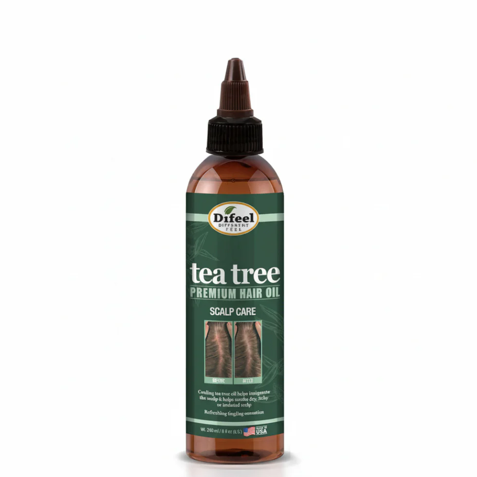Difeel Tea Tree Hair Oil 8oz | Soothes Itchy Scalp & Strengthens Hair