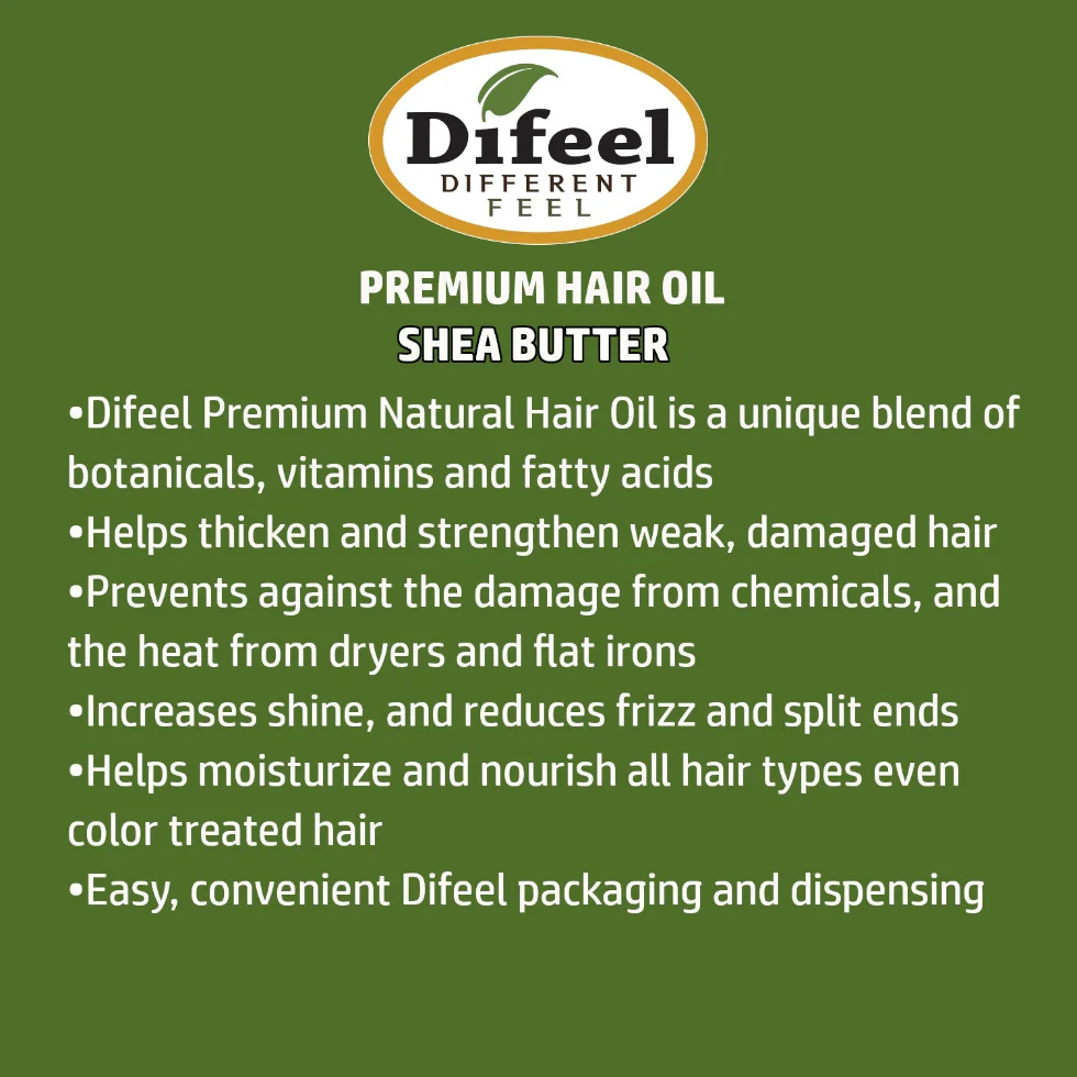 Difeel Shea Butter Premium Hair Oil 2.5oz | Strength & Shine Boost Hair Care - Image 2