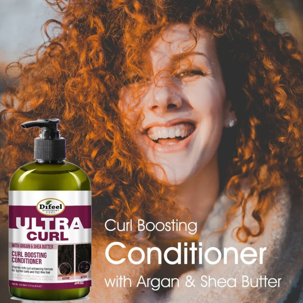 Difeel Ultra Curl Conditioner 12oz | Argan & Shea Butter Curl Boost Care - Image 3