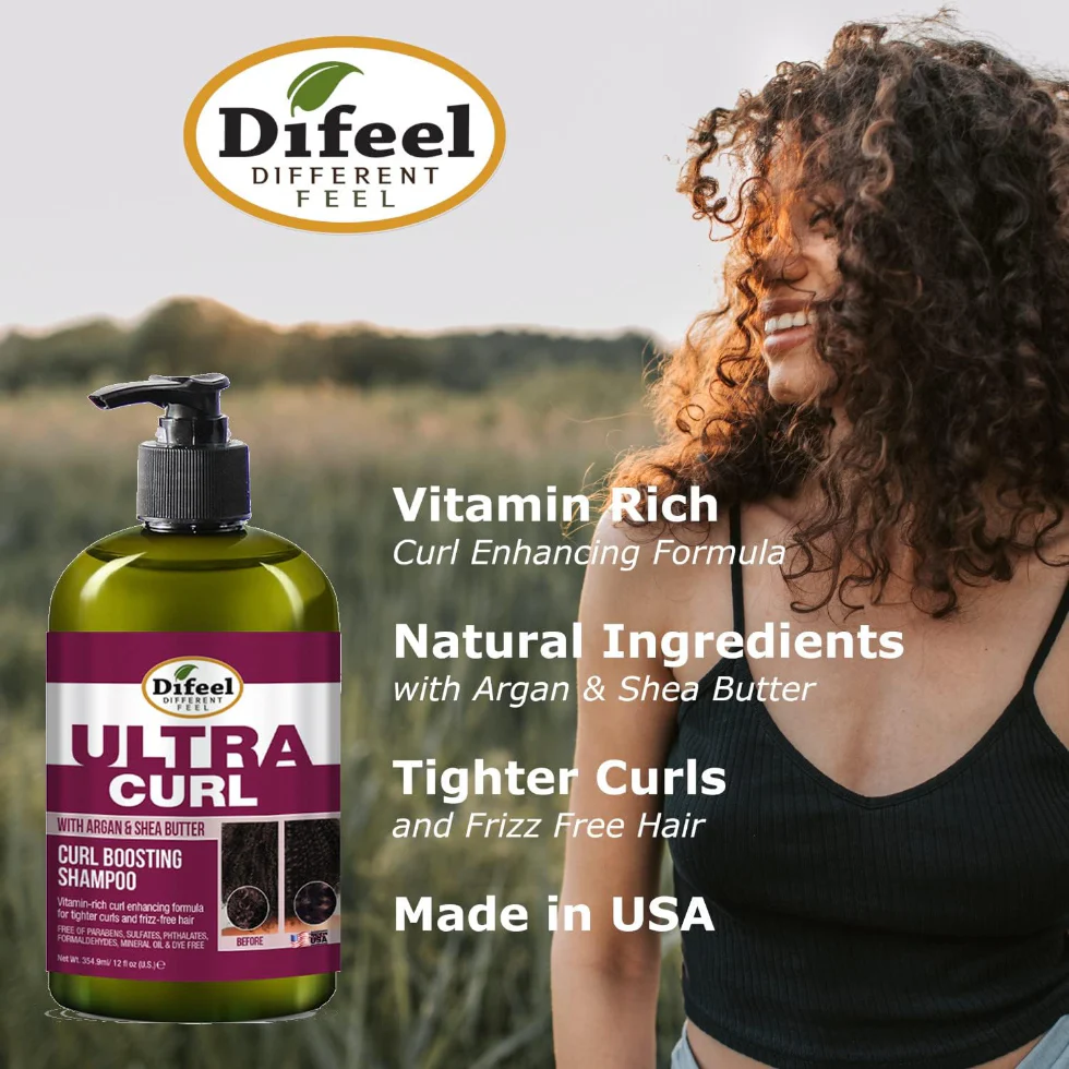 Difeel Ultra Curl Shampoo 354.9ml | Argan & Shea Butter Curl Boost & Moisture - Image 2