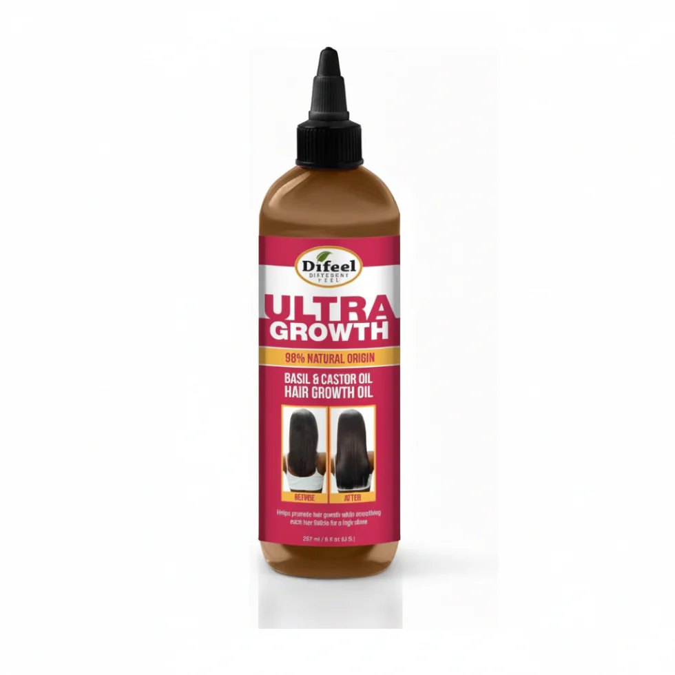 Difeel Ultra Growth Basil & Castor Hair Oil 8oz | Hair Growth & High Shine
