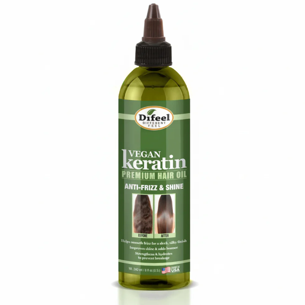 Difeel Vegan Keratin Premium Hair Oil 240ml | Anti-Frizz Shine Repair Oil