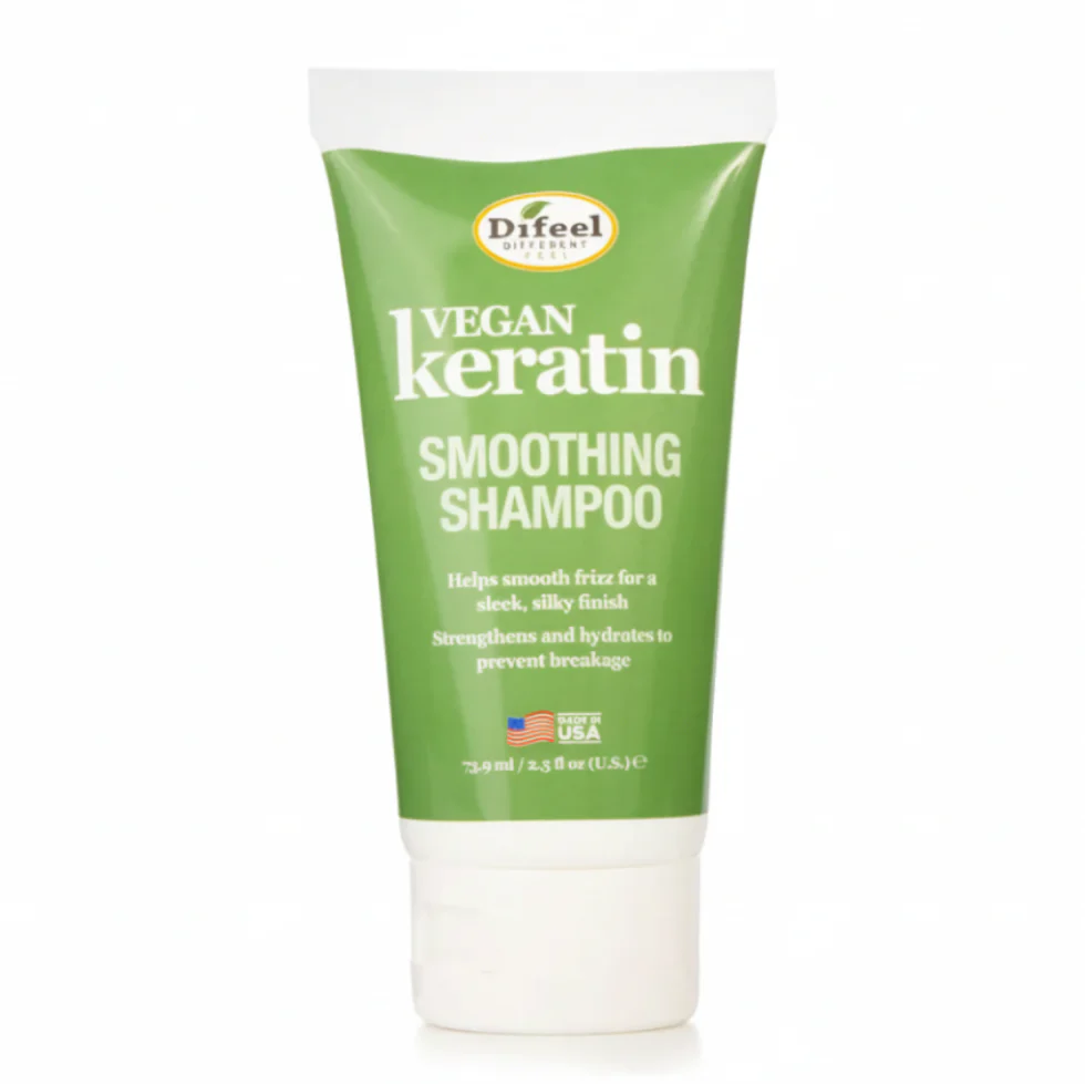 Difeel Vegan Keratin Smoothing Shampoo 2.5oz | Anti-Frizz Color Safe Care