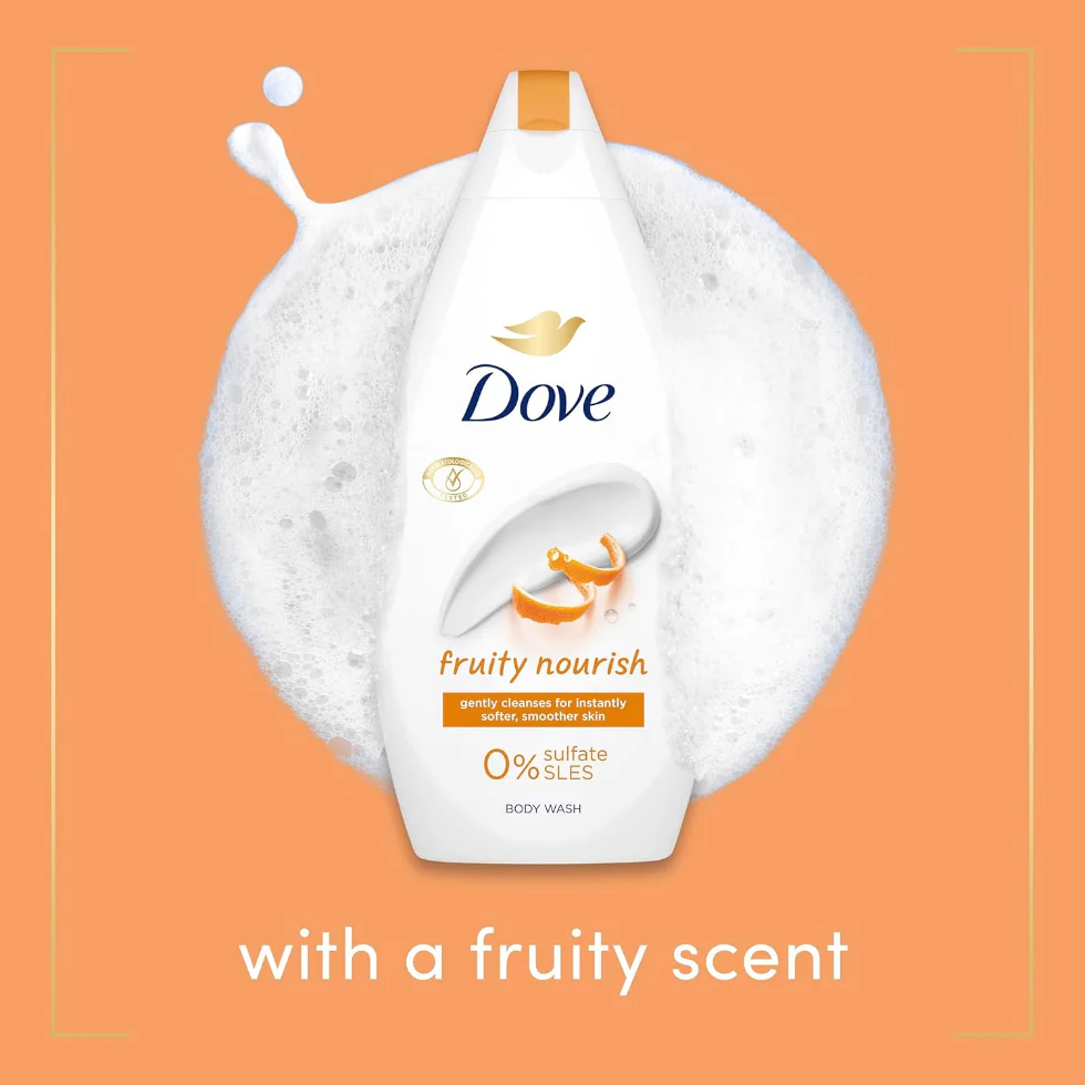Dove Fruity Nourish Body Wash 450ml | Hydrating Vegan Shower Gel for Soft Skin - Image 2