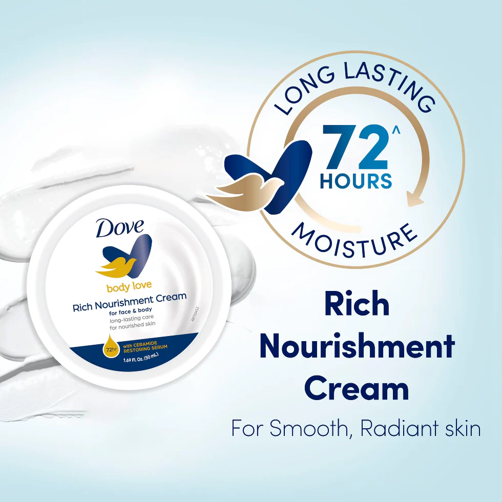 Dove Body Love Rich Nourishment Cream For Face & Body Cream 75ml | Deep Hydration for Soft Smooth Skin - Image 5