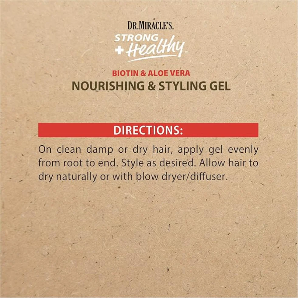 Dr. Miracle’s Biotin & Aloe Vera Styling Gel 12oz | Curl Definition & Hold - Image 2