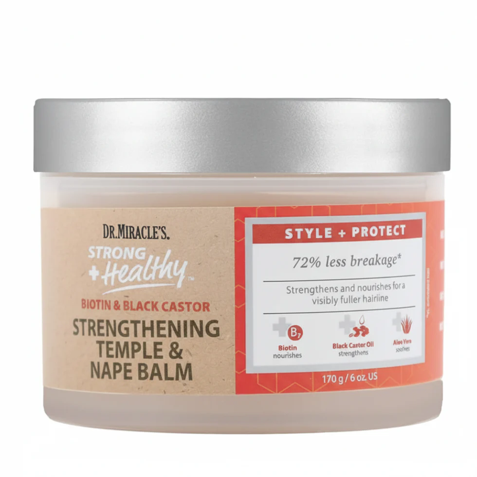 Dr. Miracle’s Biotin & Black Castor Temple & Nape Balm 6oz | Strengthen Hair