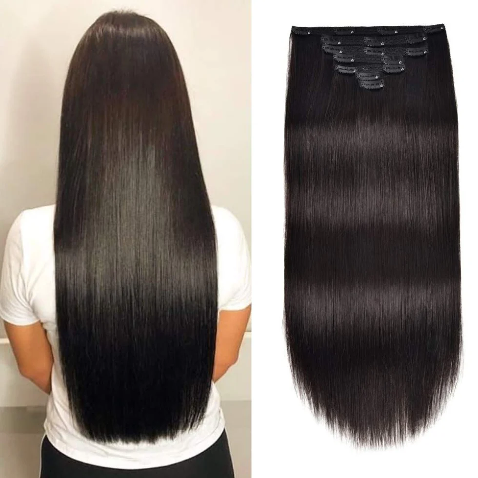 ✨ Dressmaker Unlimited 8PCS Clip-In Human Hair Extensions Straight 14–22” - Image 3