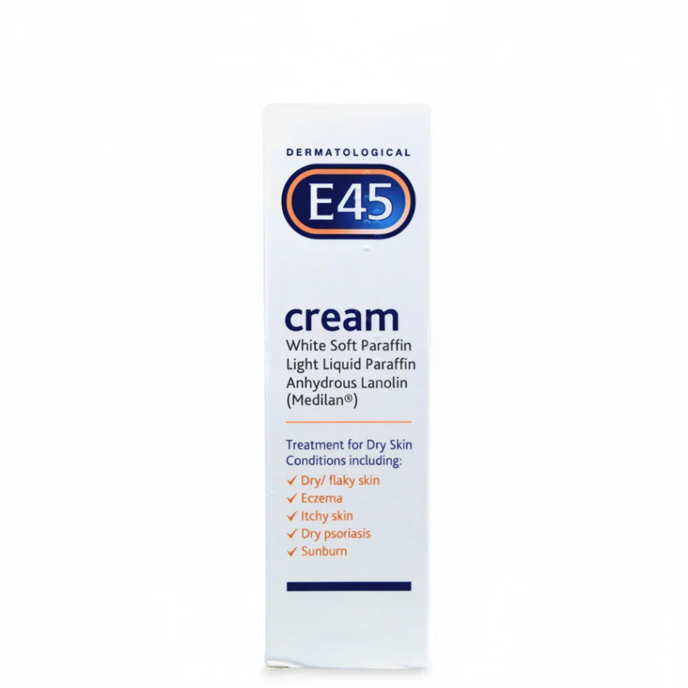 E45 Cream 50g | Dry, Itchy & Sunburn Relief with Paraffin & Lanolin Formula
